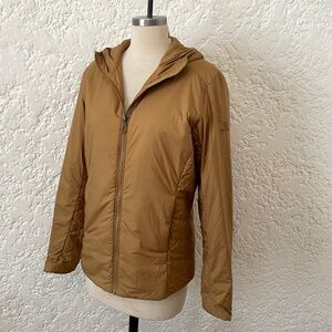 Salomon Outrack Insulated Puff Hooded Jacket Women's Large Orange Tan